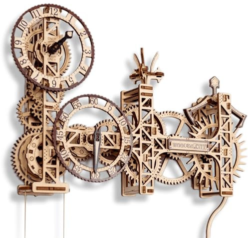 WOODEN.CITY Steampunk Wanduhr - DIY 3D Holzpuzzle, Mechanisches Modell mit Pendelmechanismus, 269 Teile, Ideal für Bastler und Vintage-Liebhaber, Dekorative Uhr