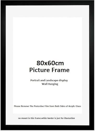 DECORO 80x60cm Black Wooden Photo Frame | 800x600mm Poster Frame | 80 x 60 cm Modern Black Picture Frame