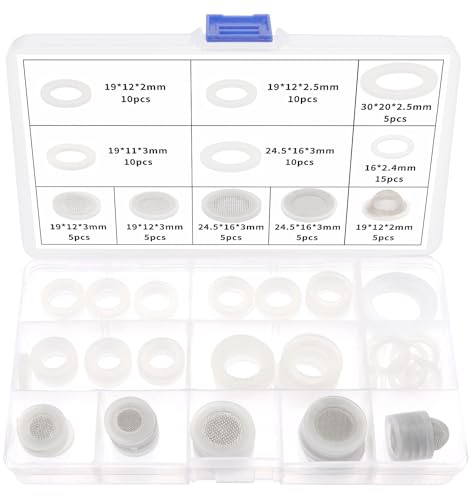 YIXISI 85 Stücke Siebdichtung Dichtung O Ring Set, Mesh Silikon Unterlegscheiben, Dichtungsring mit Sieb, für 1/2 3/4 Zoll Dusch Brausekopf Wasserhähne Schläuche Brauseschlauch