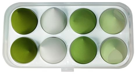 EUDUQ 8 Stück Make up Schwamm Set,Beauty Blender groß Make Up ei bunt Puderquaste Kosmetik Schwämmchen Waschbar Sponge Abschminkpads für Flüssigkeit Foundation Puder Sonnenschutz Grüner