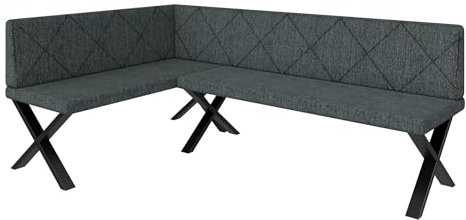 FURNISTAR Eckbank Akiko Metal X - Eckbankgruppe für Ihrem Esszimmer, Küche modern, Sitzecke, Essecke. Perfekt für Küche, Büro und Rezeption. Solide und Starke Verarbeitung. (128x196-Links-Inari96)