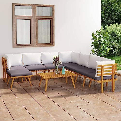 DYRJDJWIDHW gartenliege,liegestuhl Auflage,casaria relaxliege,9-TLG. Garten-Lounge-Set mit Kissen Massivholz AkazieGeeignet für Garten, Swimmingpool, Wohnzimmer, Terrasse
