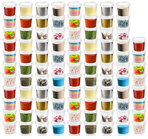 COM-FOUR® 96x contenitori con coperchio - contenitori universali in plastica con chiusure - tazze impilabili per cosmetici, creme, lozioni e materiali artigianali - 35 ml