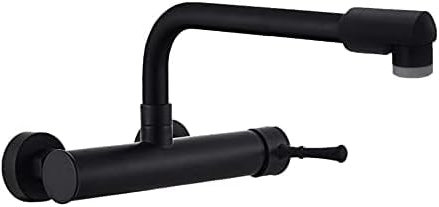 Wandmontierter Mischbatterie Für Küchenspüle, Schwarze Küchenarmaturen, Um 360° Drehbare Küchenarmaturen-B-Einzelmodus,A-Dual-Modus