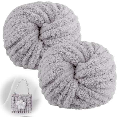 Dicke Wolle zum Handstricken, 500g (2x250g) Armstricken Flauschig Chunky Yarn Handstrickwolle DIY XXL Weiches Strickgarn für Decke, Tasche, Schals - Häkeln und Stricken