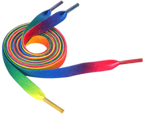 Giantree 4 par regnbågsskosnören, färgglada modesneakers skosnören, 120 cm platta regnbågsskimrande skosnören för vuxna