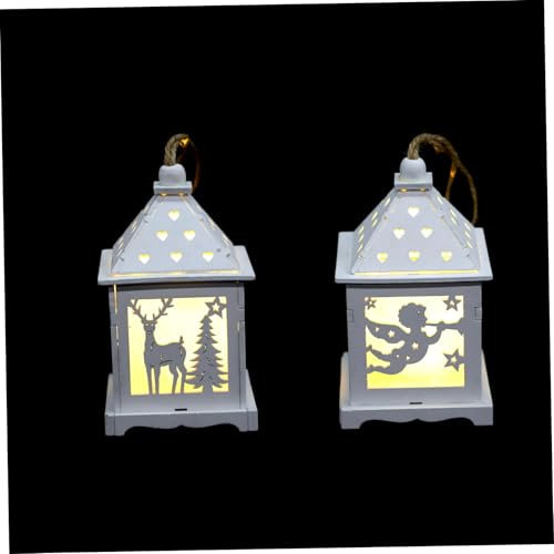 Garneck 4 Stück Nachtlicht Tabletop-Weihnachtsdorf rustikale Schlitten-Tischplattenverzierung led licht Fernbedienung led ligts Weihnachtslichter aus Holz Weihnachtsbehänge hölzern