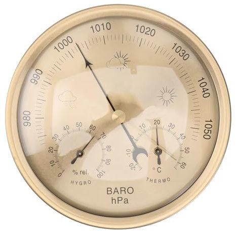 Barometer, Barometer für den Innenbereich, Barometer-Thermometer, Hygrometer, 3-in-1 analoge Wetterstation, 132 mm, Zifferblatt-Barometer, Wetterbarometer, für Zuhause, Innenbereich, Büro,