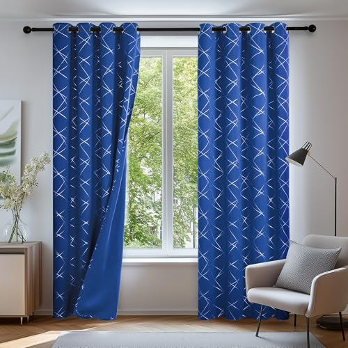 Deconovo Verdunkelungsvorhang Vorhang Blickdicht Gardinen mit Ösen, 245x140 cm(HöhexBreite), Königsblau, 2er Set