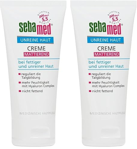 Sebamed Unreine Haut Creme Mattierend reguliert die Talgbildung, hat einen mattierenden Effekt und hilft wirksam gegen Hautunreinheiten vorzubeugen, 50 ml (2er Pack)