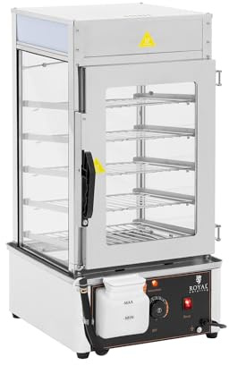 Royal Catering Vaporera de Dumplings con 5 Rejillas de 30 x 29,5 cm 30 - 110 °C Vaporizadora eléctrica para bollos Vaporera eléctrica para pan bao Vaporizador de dumplings
