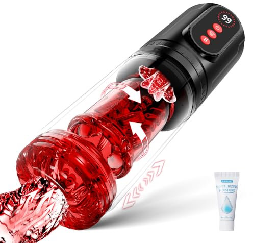 Elektrischer Masturbator Sex Spielzeug für die Männer mit 9 Teleskopfunktion & Rotierend & Saugmodi, Masturbieren für Männer Realistisch Zungenleck Penispumpe, Taschenmuschi Masturbatoren Sexspielzeug