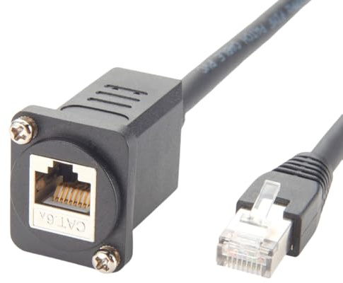 Plinkwirekb Câble RJ45 série D, blindé, CAT6A, réseau, Ethernet, mâle vers femelle, rallonge, RJ45, traversant, fixation à vis pour caméra industrielle, traitement d'image (0,3 m)