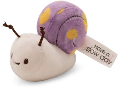 Snigel 12 cm med gosedjur och meddelande Have a slow day - lila - Mjuk plysch, söt att gosa och leka med, för barn och vuxna, en fantastisk presentidé | 61639