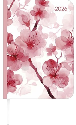 Alpha Edition - Lady Journal Blossoms 2026 – Taschenkalender A6 ( 11×15 cm) mit Monatsübersicht & Notizbereich, eleganter Terminplaner für Beruf, Schule & Alltag