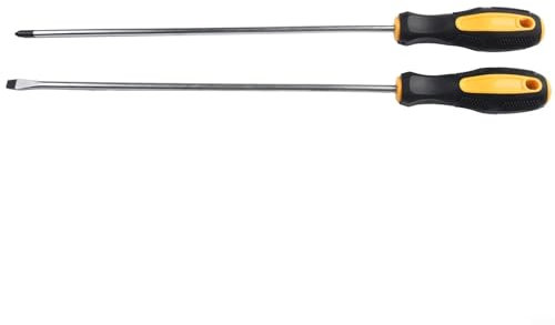 HomeVortex Lot de 2 tournevis cruciformes fendus de 30,5 cm de long, tête fendue et cruciforme avec poignée en caoutchouc antidérapant, réduisant la fatigue de la main lors d'une utilisation prolongée