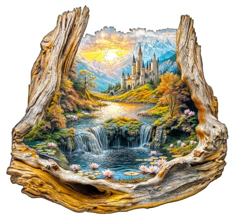 Blumuze Holzpuzzle Erwachsene, Verzauberter Rahmen Holz Puzzle, Katze Holzpuzzle Einzigartige Tierform Puzzleteile,Puzzle Holz Erwachsene 14+ mit Holzbox 100 Stück(S-21.5 * 20.2cm)