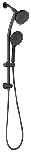 Sarlai Shower Riser Rail Kit,with 4.7 inch Rainfall ShowerHead and Handheld,7 Spray Jet Modes Shower Head and Hose Set,Handheld Shower Mixer 2-Way Diverter for Bathrooms,Matte Black