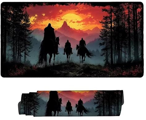 WEISHIWE Gaming Mouse Mat 600 x 300 mm Large Gaming Mouse Pad Waterproof Mousepad Long with Stitched Edges Desk Mat with Rubber Base, Desk Accessories for Men, Gifts for Women (Forest Knight) c-688