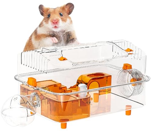 Hamsterbur | Robust Marsvinbur | Tydlig Dekorativ Aktivitetsmiljö med Autodisk och Träda för Sömn Vila Lek Gömma
