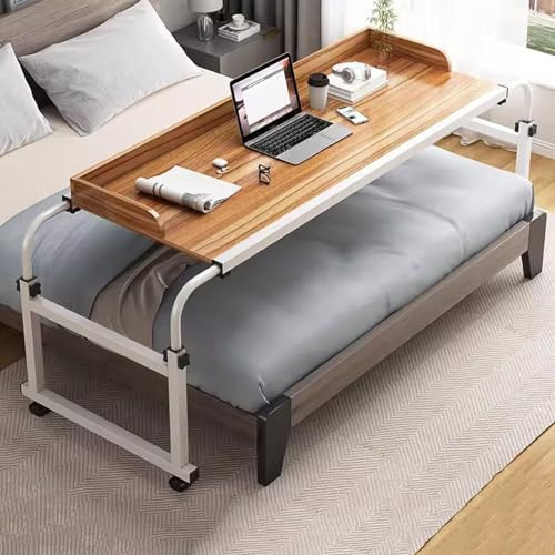Tavolo da sopra, postazione di lavoro regolabile in altezza con ruote, vassoio per alimenti, tavolo medico, 65-95 cm, king size