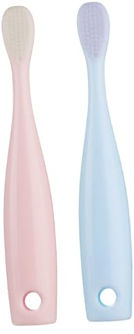 DECORNIJIA 2 Stück Zahnbürste mit Extra Weichen Borsten für Junge Mädchen und Kleinkinder Ergonomischer Griff Sanfte Reinigung von Zähnen und Mund Bpa Frei für Erste Zahnpflege und