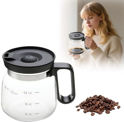 Insulated Coffee Mug Ergonomic Handle Durable Glass Tea Cup Portable Travel Carafe Drinkware Hot Beverages (White, 15x10cm)