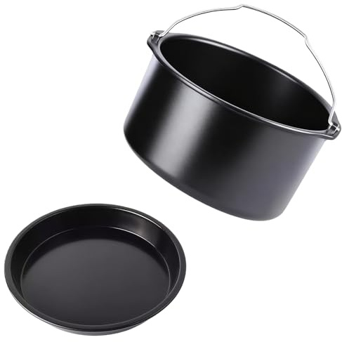 2 freidoras de aire caliente cuadradas para tartas, molde para helado de 8 pulgadas, molde para horno con revestimiento antiadherente, bandeja cuadrada de acero al carbono para freidora de aire