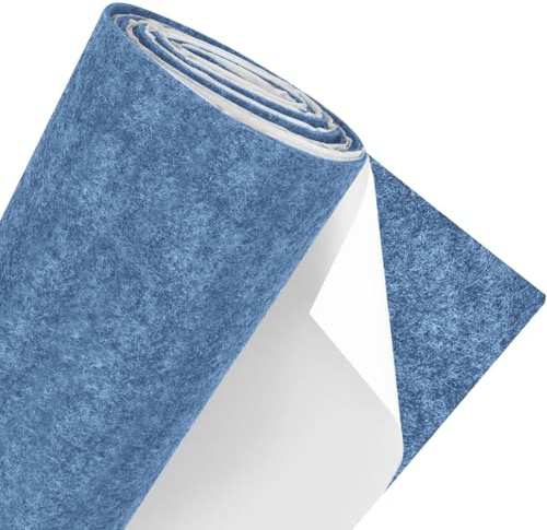 Zoo_huuie Autocollante Feutrine Rouleau - 40 x 220 cm x 2 mm Feutrine Adhésive, Tissu pour Moquette Voiture, Pieds de Chaise Table, Liner Boîte, Tapis Tiroir(Bleu Clair)