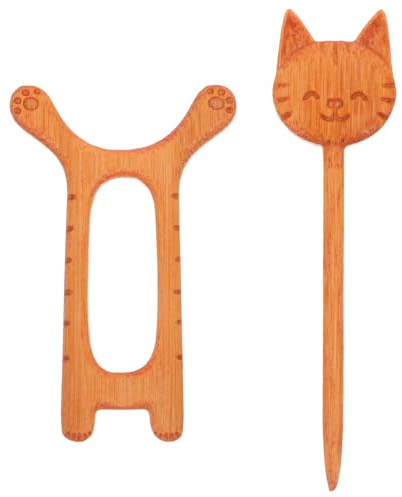Garneck Broche en Bois Naturel Motif Chat Réaliste Épingle pour Vêtements Femme Accessoire Polyvalent pour Pulls Écharpes et Gilets Décoration Hiver Écologique et Artisanale