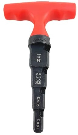 MFXFKOKGAX Plumbing Tools Hand Tapered Reamer PEX Extended 16mm/20mm/25mm/32mm PEX-AL-PEX PPR/Plastic Pipe T-Calibrator(Fixed Handle A)