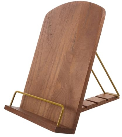 ROMISBABA Supporto Porta Ricettario in Legno Regolabile Angolazione, Porta Libri da Cucina Rustico per Bancone, Stabile e Multiuso per Tablet e Libri di Cucina