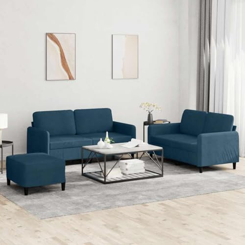 Keeushr 3-TLG. Sofagarnitur Blau Samt mit Polstergarnitur Alternative – Weiche Samtbezüge und Robustes Gestell für bequemes Sitzen und Entspannen im Wohnzimmer