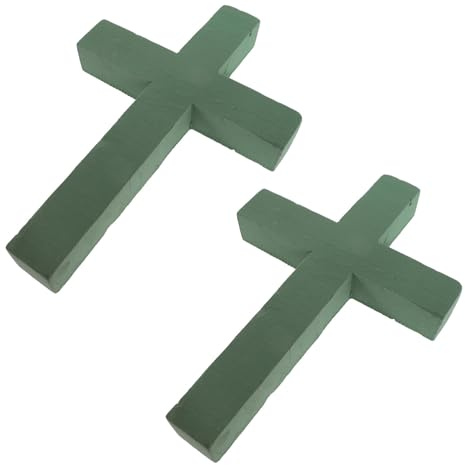 VILLCASE 2 Piezas Espuma y Recortable Verde Floral en Forma de Cruz Hidratación Prolongada para Arreglos Funerarios Adecuado para Servicio Conmemorativo y Cementerio