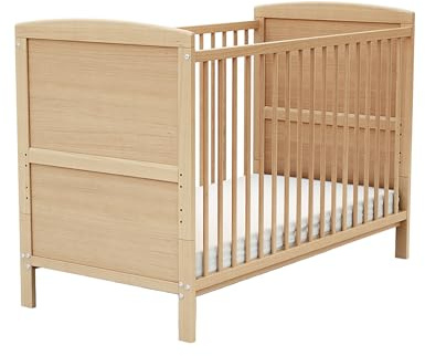 AT4 - BabyBett Holz 60x120 ESSENTIEL Lackierte Buche | 124 x 64 x 86,5 cm | kinderbett | Bett umbaubar zum Juniorbett |Umbaubares Gitterbett