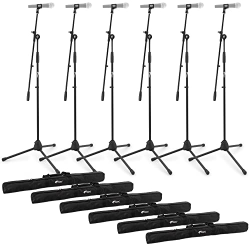 Tiger Pack of 6 Boom Microphone Stands with Bags