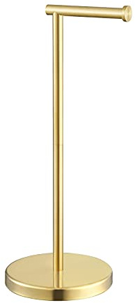 KES Gold Toilet Paper Holder Free Standing SUS 304 Stainless Steel Rustproof Pedestal Lavatory Tissue Roll Holder Floor Stand Modern Brushed Gold Finish, BPH283S1-BZ