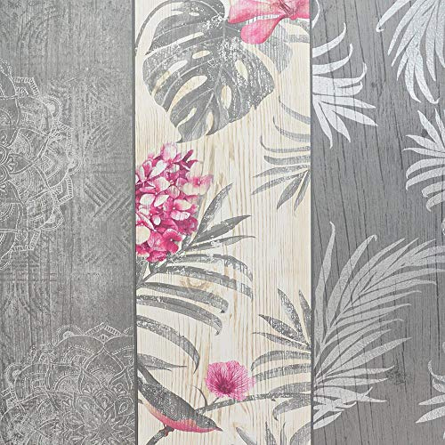 Rosa Panel Birds Motif Luxury Wallpaper Belgravia Grey Blush Charcoal from YöL