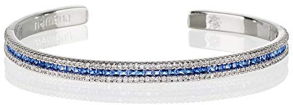namana Armreif in Blau, Grün oder Bunt für Damen, Manschettenarmband in Silber oder Gold für Frauen mit blauen, grünen oder mehrfarbigen Steinen, Offener Armreif mit Geschenkbox