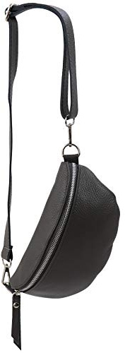 SH Leder ® echt Leder Hüfttasche Damen Herren Unisex Gürteltasche für Festival Reise Bauchtasche kleine Crossbody Bag Frauen Ledertasche 23x12cm AVA G292 (Dunkelgrau)