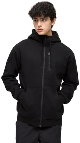 Pillowdy Full-Zip Hoodie with a Built-in Inflatable Neck Pillow-Easy to inflate and Perfect for Traveling Driving Camping Get Some Rest (Black, Large)