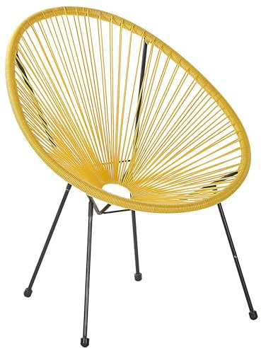 Beliani Lustiger Gartenstuhl Spaghetti Stil Rattan gelb Acapulco