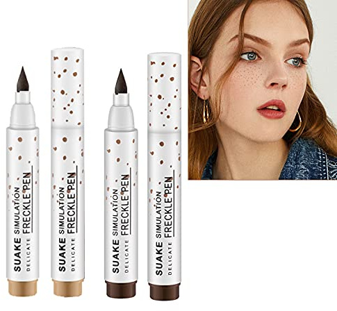 2pcs Henna pecas, Faux Filckles Makeup Pen, Pluma De Maquillaje De Pecas De Pecas Natural, Herramienta De Maquillaje De Pecas, Pluma De Eliminación De Pecas, Pluma De Punto Impermeable Duradera
