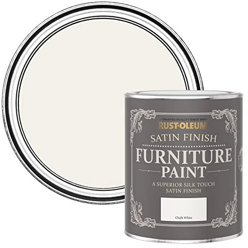 Rust-Oleum White Furniture Paint in Satin Finish - Chalk White 750ml