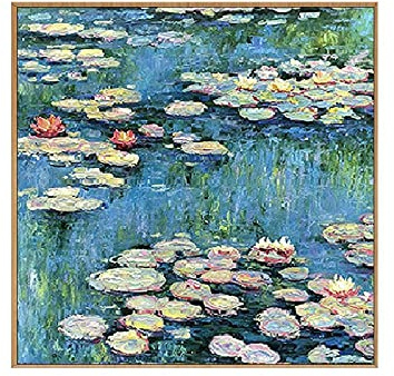 YMXCNM Ölbilder Auf Leinwand Handgemalt,Großes Modernes, 100% Handgemaltes Kunstwerk Auf Leinwand, Blumen-Lotus-Teich-Ölgemälde, Wandkunst, Griffbereit, Für Wohnzimmer, Schlafzimmer, Heimdekoration
