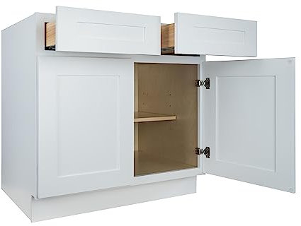 Hollywood Fabiani Design Base Kitchen Cabinet 30 in. W x 24 in. D x 34.5 in. H in Shaker White Ready to Assemble