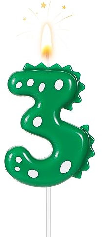 TOYMIS Candele Numero Compleanno, Candela Dinosauro 7cm Candele Torta Compleanno Candela Compleanno Dinosauro per Decorazione Festa Tema Candela Dinosauro Torta(Numero 3)