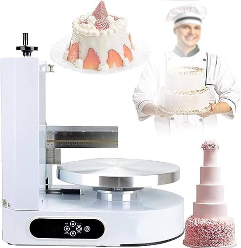 RayGenius Cake Cream Spreading Coating Smearing Machine Cake Cream Smoother Adjustable Cake Scraper for 4-12inch Cake 304 Stainless Steel,Pink,White