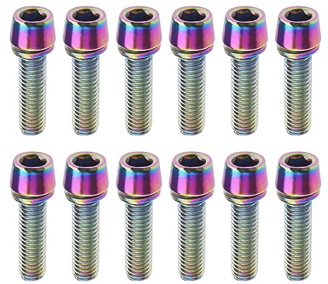 SG Store 12 Stück Fahrrad-Schrauben M5 x 17 mm Schrauben aus Titanlegierung, Schrauben mit Unterlegscheiben zur Befestigung der Fahrradstange, Umwerfer vorne und hinten, Grip Ring Post Clamp