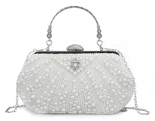 LUI SUI Bolsos de Perlas Femeninas Bolsos de Novia de Cristal Retro Bolsos de Noche para cócteles de Bodas